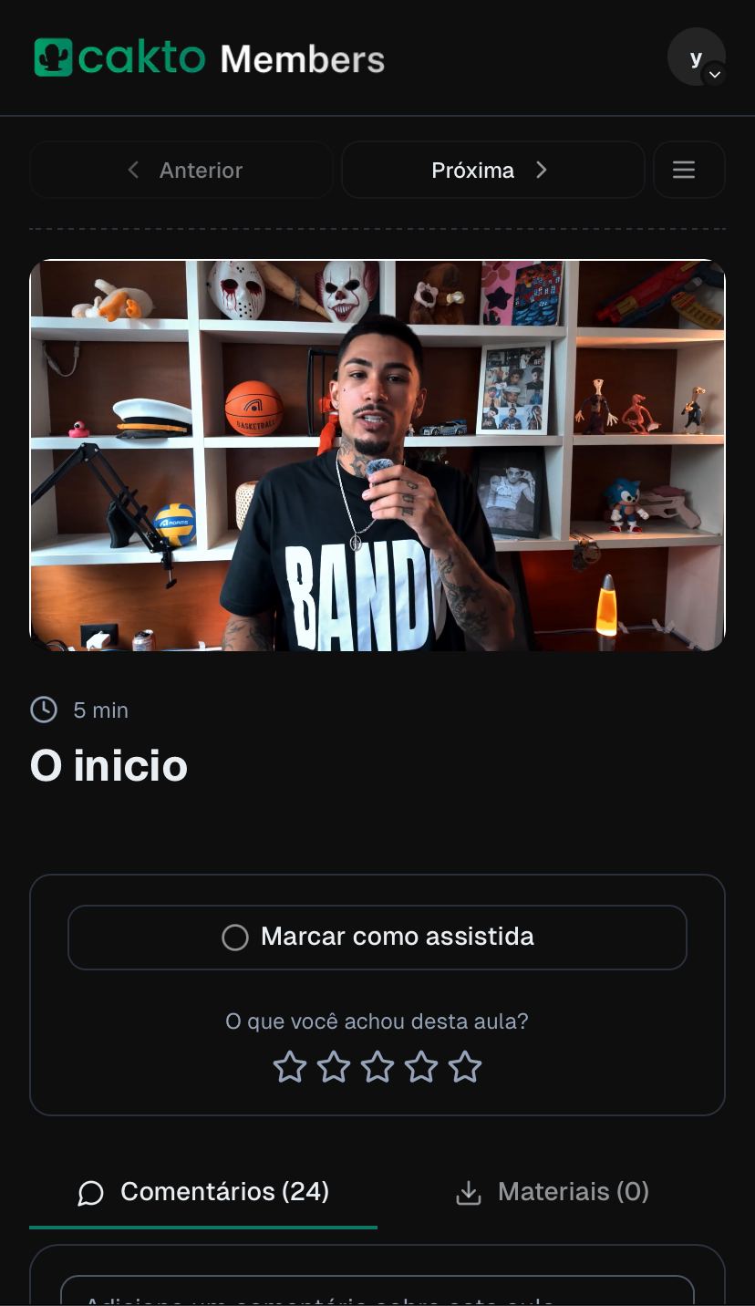 Área de alunos do Método Glow Up: Cada aula em vídeo, direto ao ponto