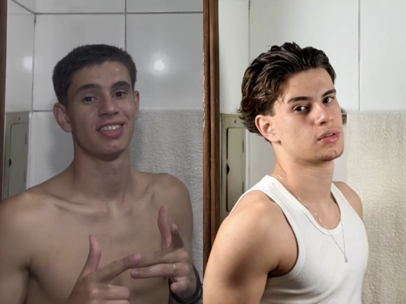 Antes e depois de outro aluno do Método Glow Up: corte de cabelo e estilo após o protocolo de 21 dias