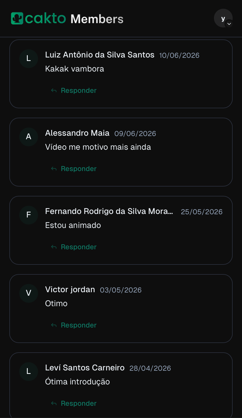 Área de alunos do Método Glow Up: E os alunos acompanhando junto